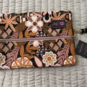 Makeup Junkie Med Bag Floral Pink and Brown